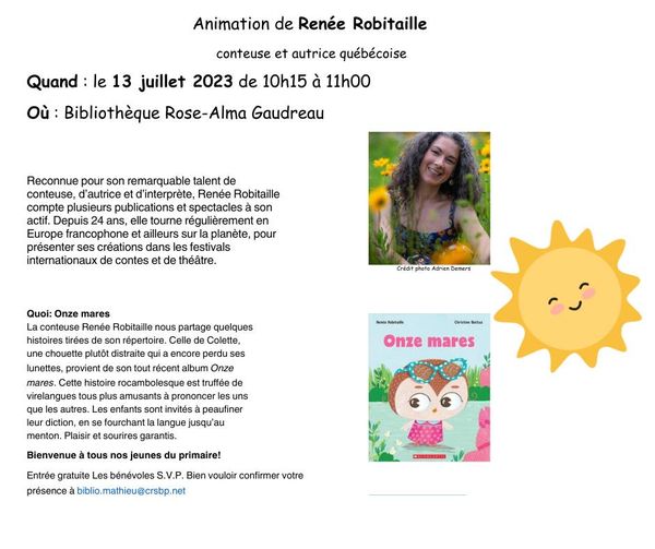 Animation à la bibliothèque Municipalité de SaintMathieudeRioux